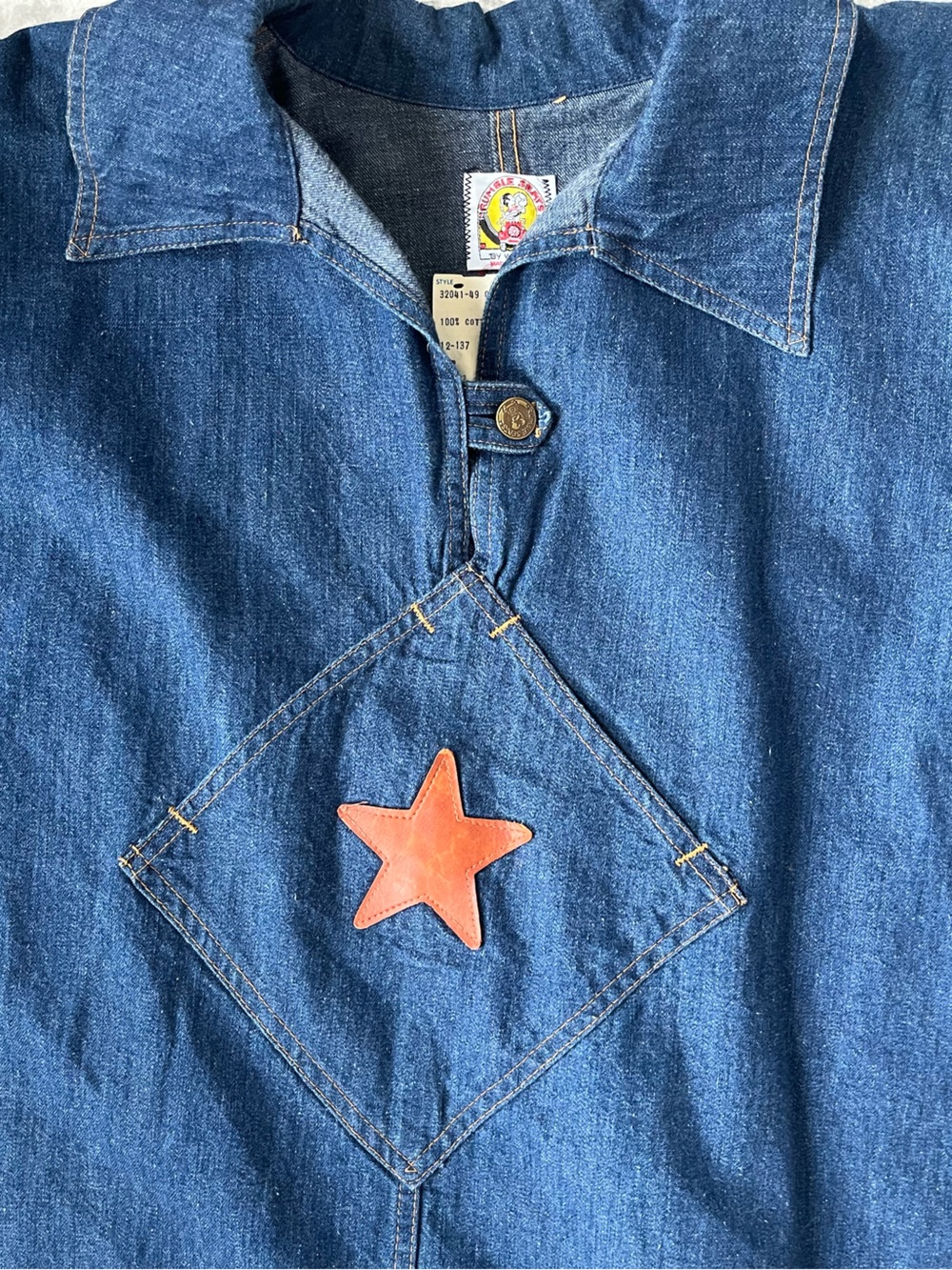 RARE Vintage Denim Leather Star Poncho